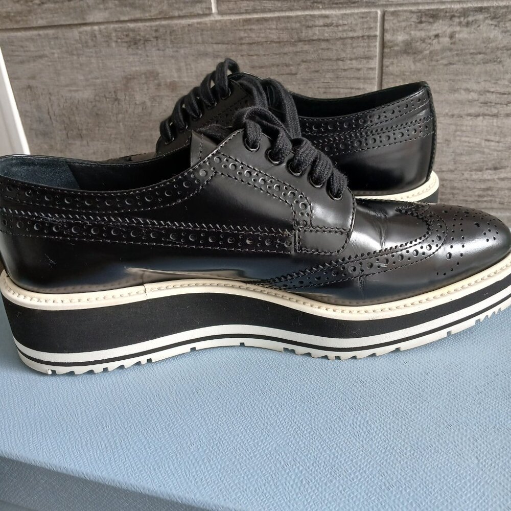 Prada Wingtip Oxford Platform shoes. - Picture 3 of 10